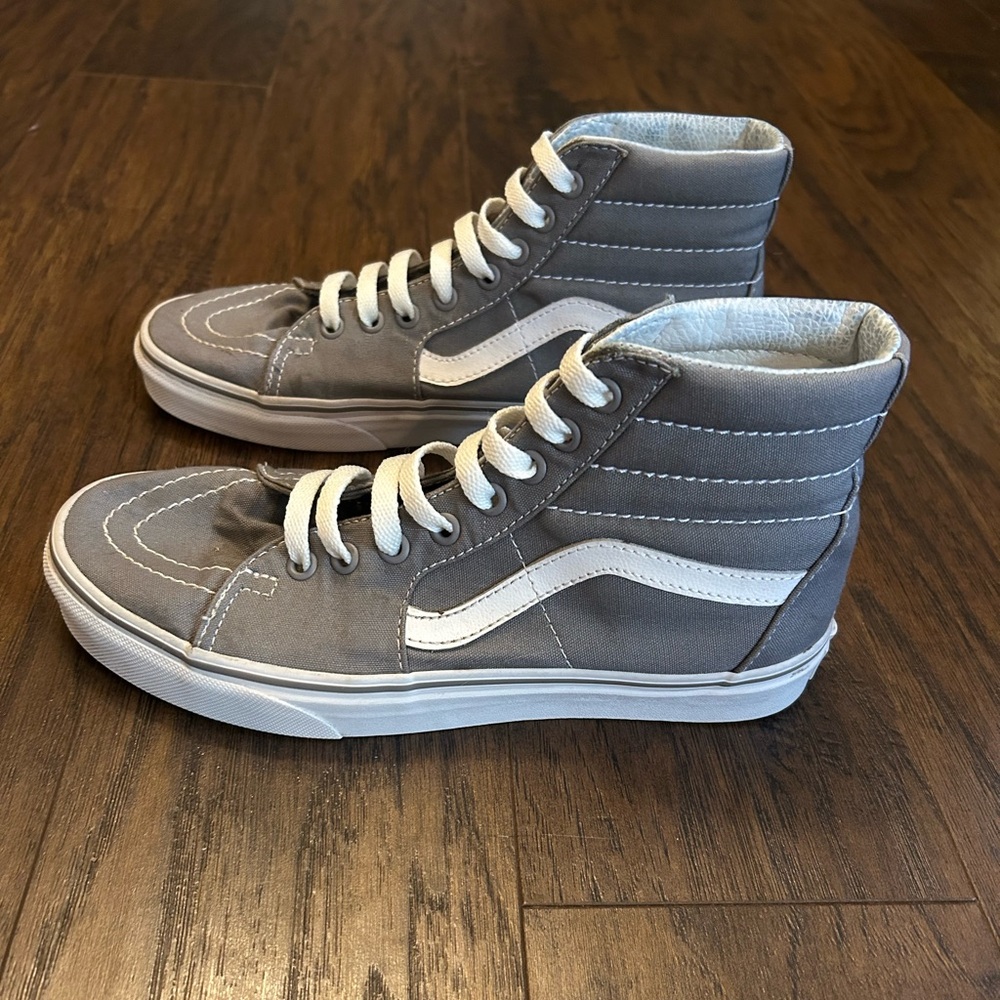Vans Sk8-Hi High-top Sneakers Canvas Frost Grey White Unisex Women 8 Men 6.5